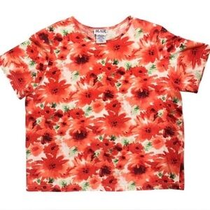 VTG Blair Shirt Women Medium Floral Tee Watercolor Flower Print Boxy